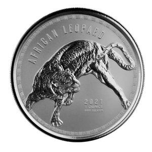 2021 1 oz African Leopard .999 Silver Coin 5 Cedis BU Proof-like In Capsule